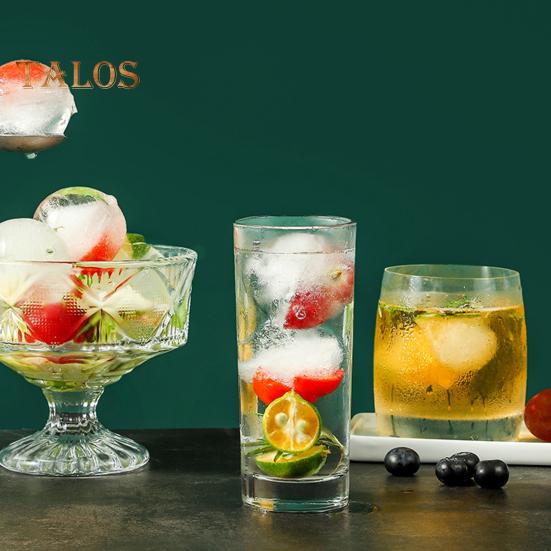 Isbollsform 4 Hål Rund Iskubform Lätt Fyllning Släpp Isbollsform med Silikonlock för Whiskey Cocktails