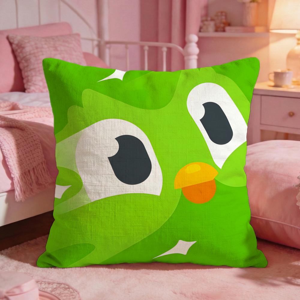 DDuolingos Cute Cartoon Cushion Cover Premium Comfort Reversible Pillow Cove Two In One Design For Any Room Car Interior