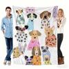 Cute DressedUp Dogs Pattern Flannel printed blanket suitable for all seasons suitable for living room office sofa and travel
