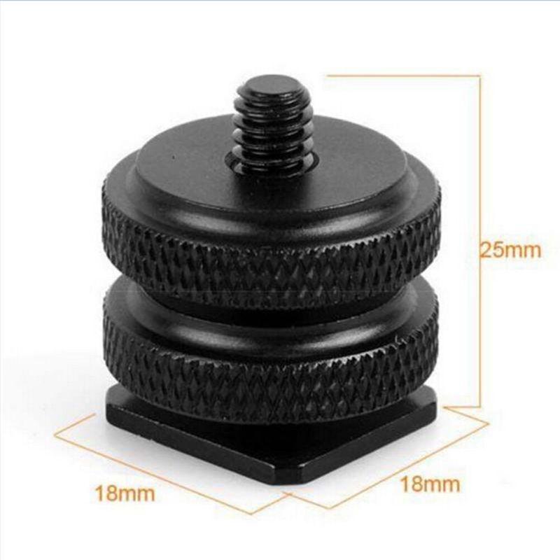 1/4" Inch Dual Nuts Tripod Mount Screw To Flash Camera Hot Shoe Adapter