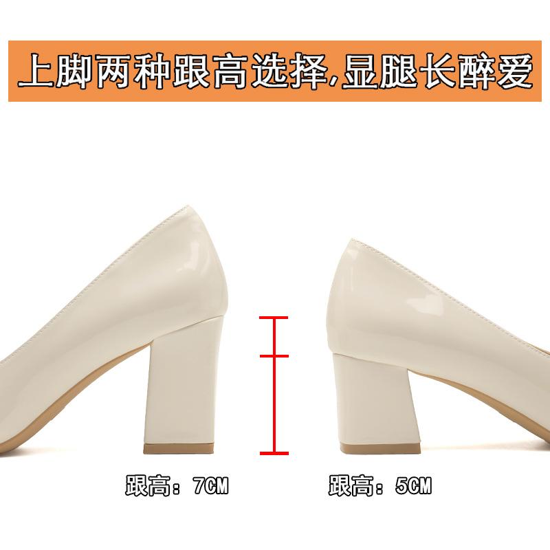 Wedding Shoes Bride Shoes New Temperament Pointed High Heels Women's Pearl Thick Heel Single Shoes Bridesmaid Shoes Women