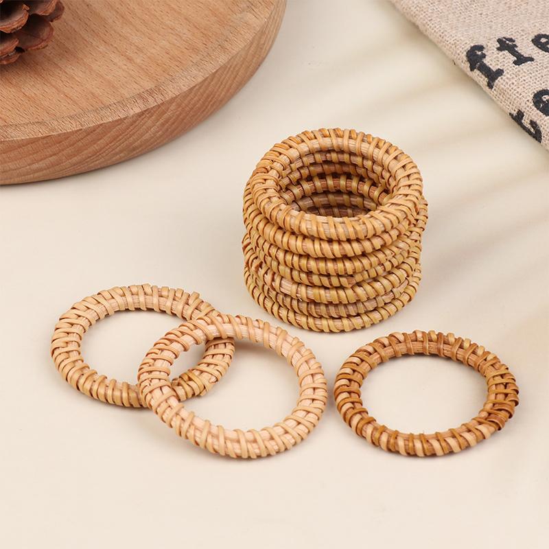 

12Pcs Bohemian Rattan Napkin Rings Rustic Woven Tabletop Holders For Home Wedding Party Decor хакі