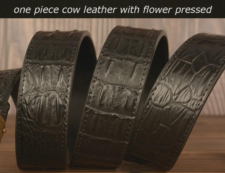 New Tiger Zodiac Automatic Buckle Men's Crocodile Pattern Cowhide Belt