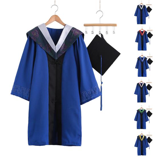 Graduation Gown with Cap Tassel Long Sleeves Anti-Wrinkle Traditional Academic Robe Ceremony Graduation Attire