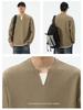 Men's Black Waffle Texture Faux Two-Piece Henley Long Sleeve T-Shirt - Korean College Style for Autumn