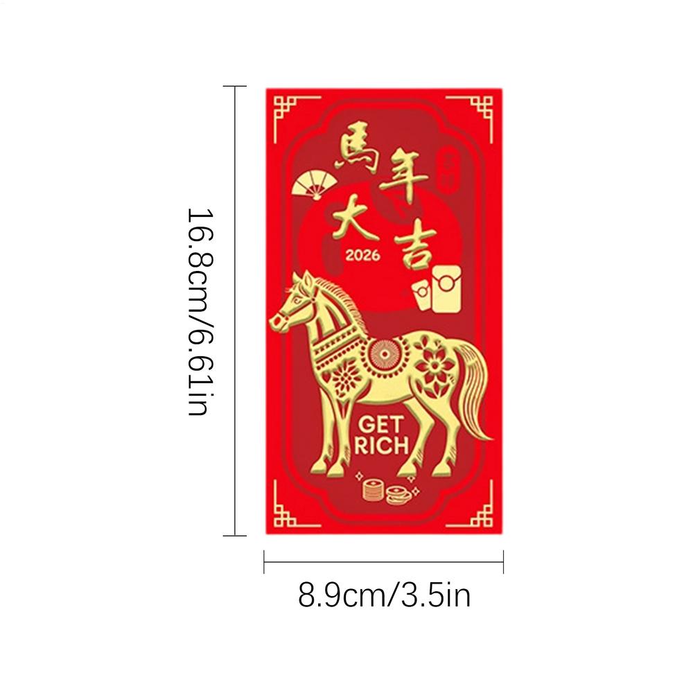 

Red Envelopes For Money 6 Pieces Cartoon New Year Packet 2026 Auspicious Symbol Horse Print Cash Envelope For Adult Family