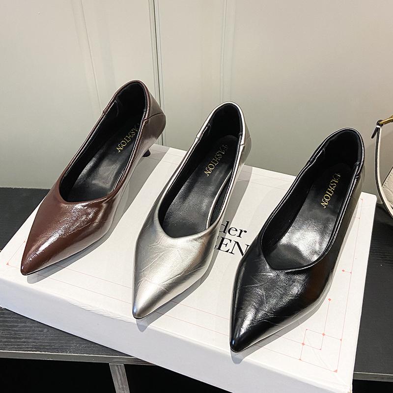 Fashion Aphixta 4cm Thin Heels Women Pumps Embossed Upper Classic Shoes Wedding Official Leisure Party Shoes Super Big Size 45 Plus Size