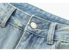 2024 Autumn Women's Distressed Mid-Waist Straight-Leg Jeans - French-Inspired European & American Fashion Trend