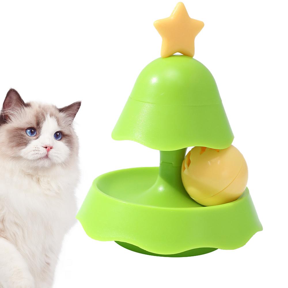 

Cat Tower Roller Toy Christmas Tree Turntable Roller Balls 2 Layers Interactive Cat Roller Toys With Catnip And Teaser Toys For зелений