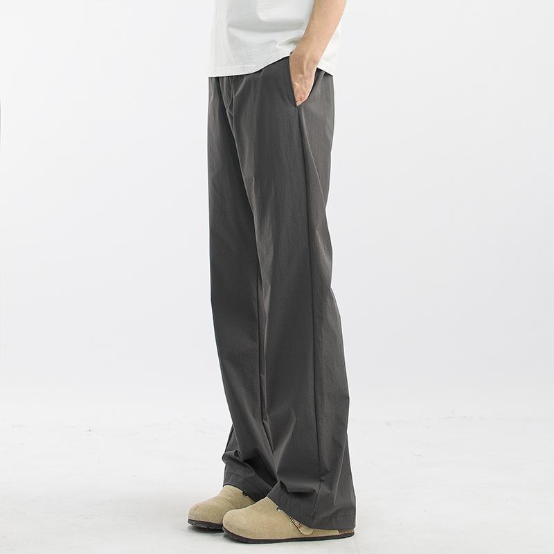 Summer Thin Ice Silk Drape Casual Pants Boys American Loose Straight Pants Slightly Pull Cleanfit Quick Drying Tide
