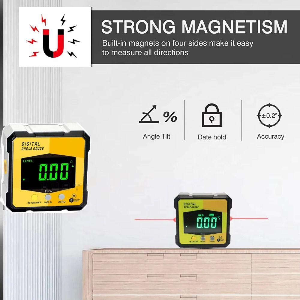 Four Sided Magnetic Digital Inclinometer Rechargeable Digital Angle Finder Angle Level  Home