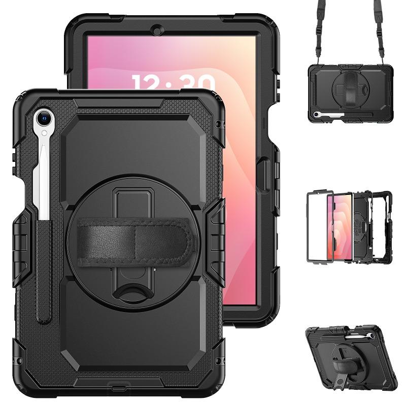 Coque antichoc pour Samsung Galaxy Tab S11 Ultra 14,6  S10 FE+ 13,1 Lite 10,9 S9 Plus 12,4 S8 S7 Protection d'écran + Housse avec poignée et sangle S11 2025 11inch noir