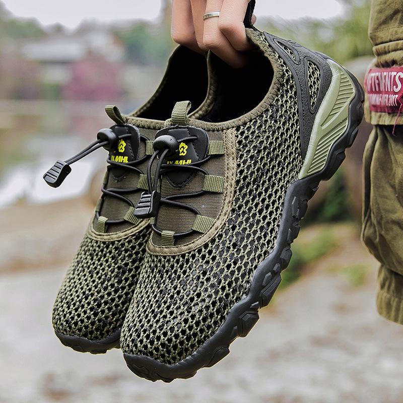 Hiking shoes one pedal outdoor sports air-conditioning shoes mesh flat bottom breathable trend men's sports and leisure shoes