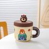 Creative Cartoon Mug Ceramic Cup Water Cup with Lid Cute Coffee Cup Children Water Cup Gift Birthday Gift
