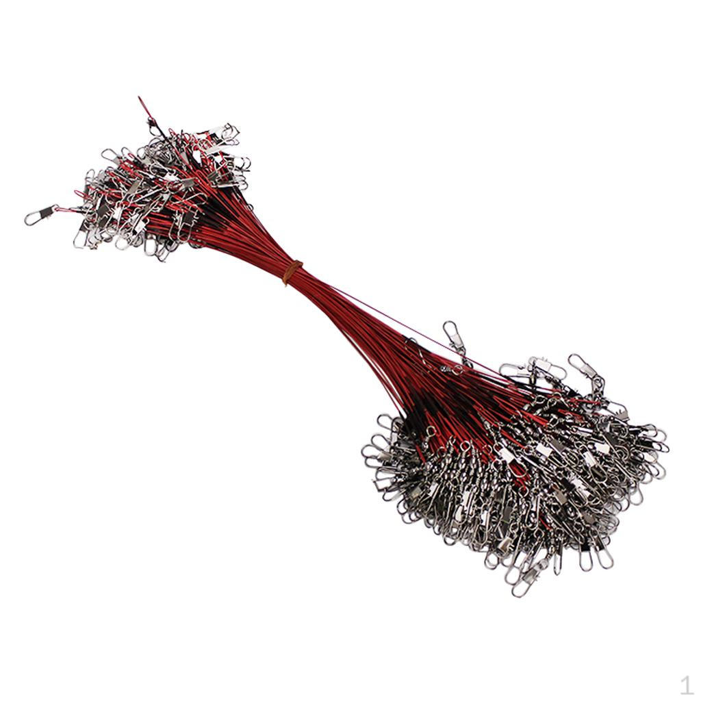 

100 шт./компл. поводки из стальной проволоки с вертлюжками для рыболовных снастей 20cm Red