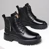 Fashion Winter High Top Warm Leather Boots Fashionable Thick Soled Outdoor Men's Motorcycle Boots High-quality Comfortable Leather Boots