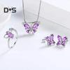1 Set Jewelry Set Sparkling Rhinestones Inlaid Butterfly Pendant Necklace Ear Studs Opening Ring Set Jewelry Gift