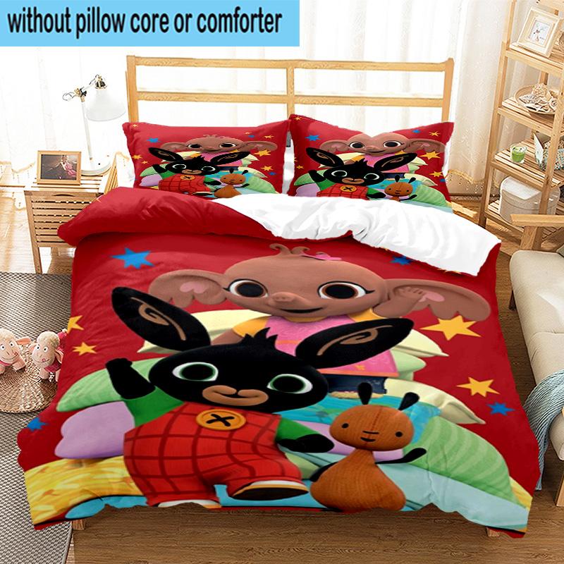 3PCS Bunny And Friends Adventure 3pcs Bedding,Including 3PCS Duvet Cover And 2pcs Pillowcases Perfect for Christmas,Ideal for Bedroom, Dormitory