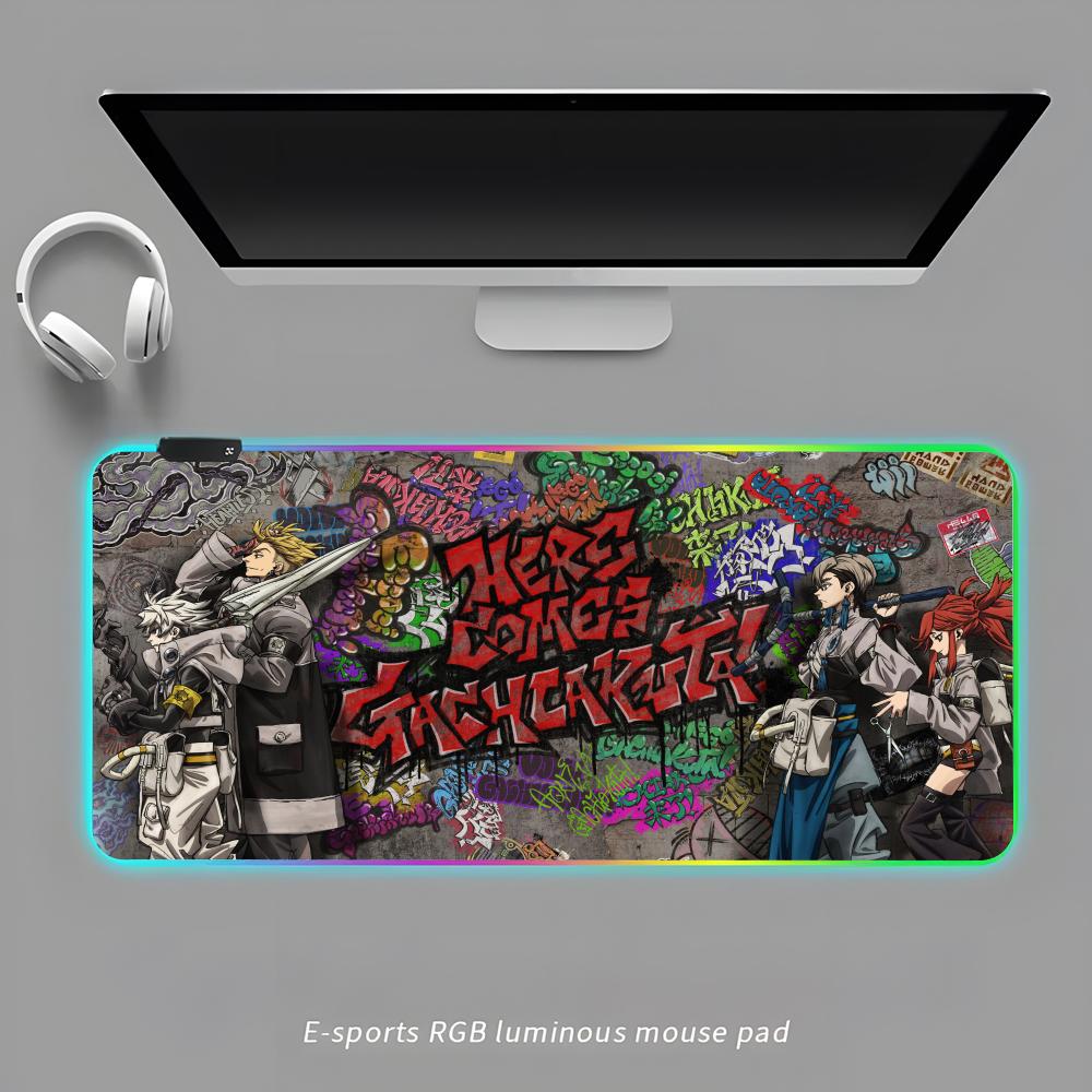 Gachiakuta Mauspads RGB Gaming-Mauspads Schreibtischunterlage HD Gamer Großes LED-Licht XXL Mauspads