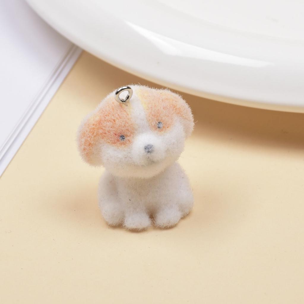 Resin Flocking Cute Three-dimensional Cat Keychain Pendant Car Key Chain Pendant Bag Pendant