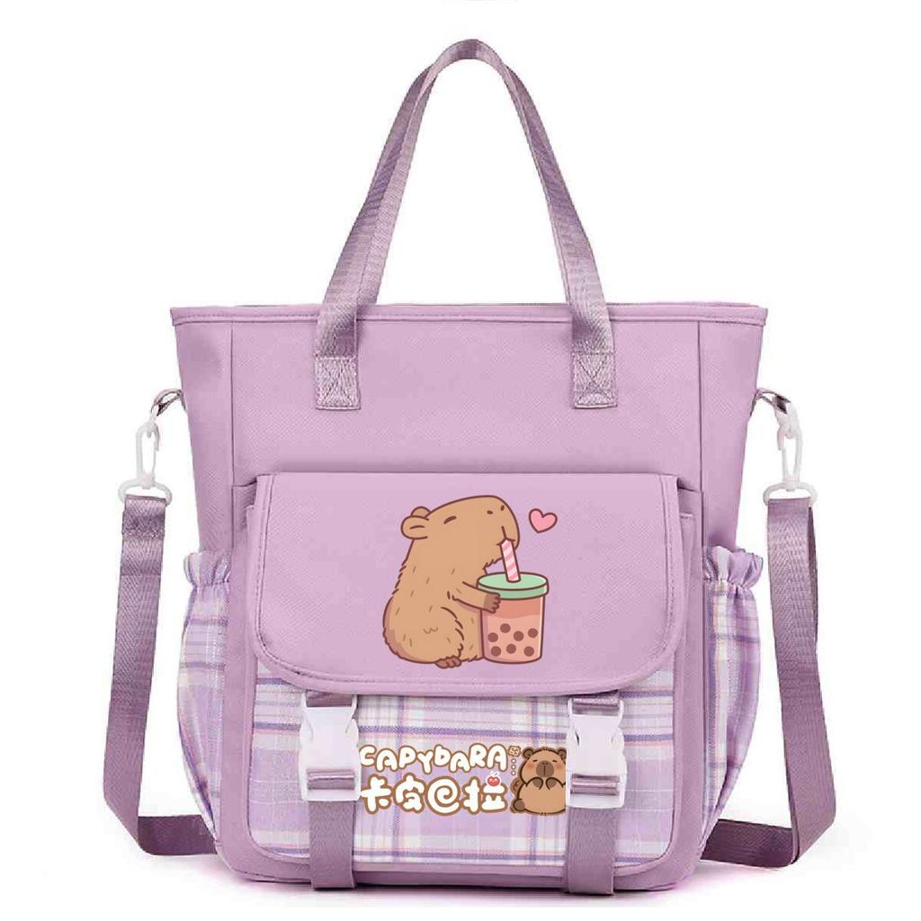 Crossbody Bag, Primary School, Junior High School Schoolbag, Male and Female Students Tutoring Bag, Cute Kapibara Large-capacity Shoulder Bag.