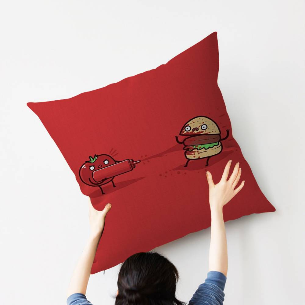 Funny Food Fancy Cushion Cover Car Throw Pillow Case For Sofa Car Christmas Gift 40x40cm 45x45cm