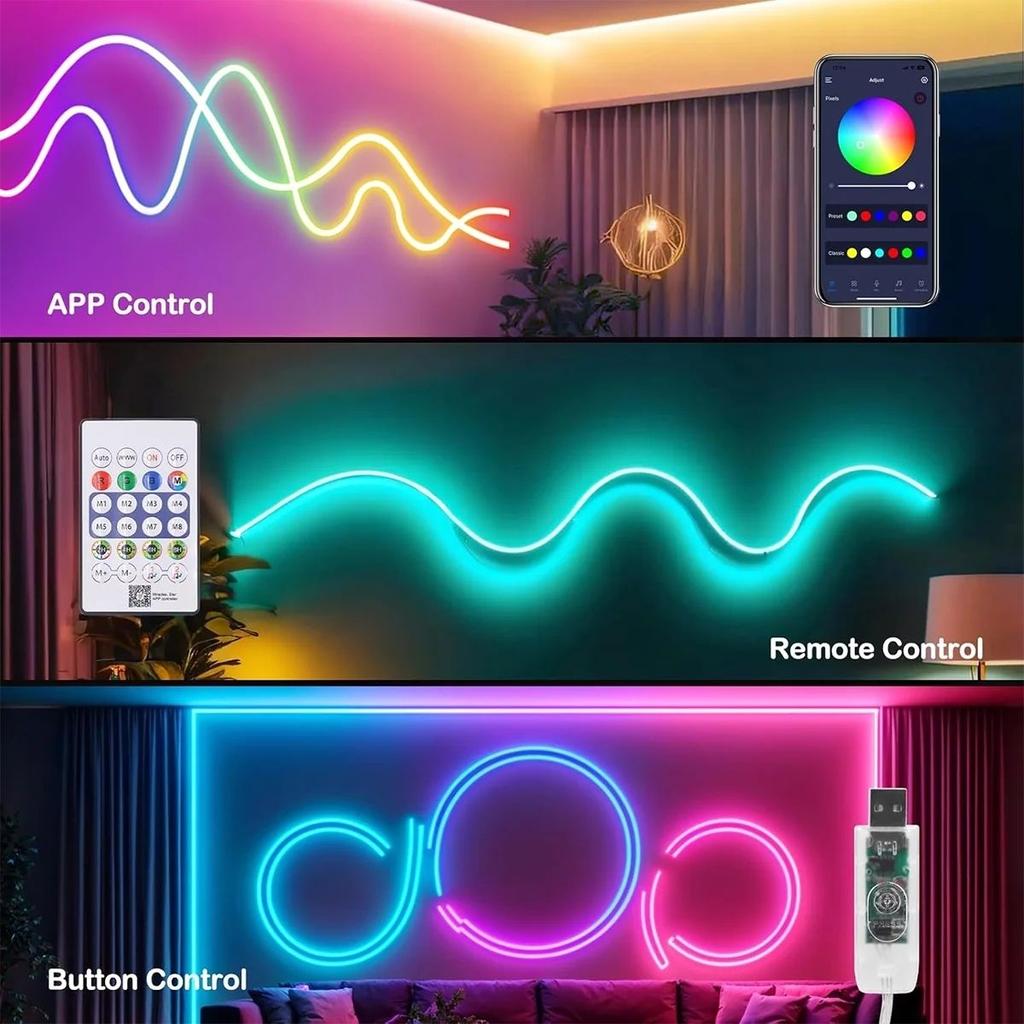 Flexible IP65 waterproof LED dimmable neon light strip, silicone neon light for kitchen, bedroom, indoor/outdoor decoration