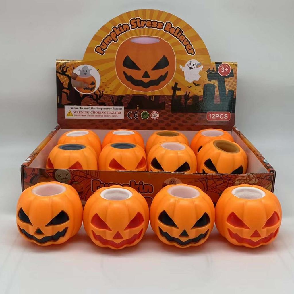 Halloween Pumpkin Decompression Toy Stress Reduction Creative Squeeze Pumpkin Toy for Halloween Goody Bags Party Favors