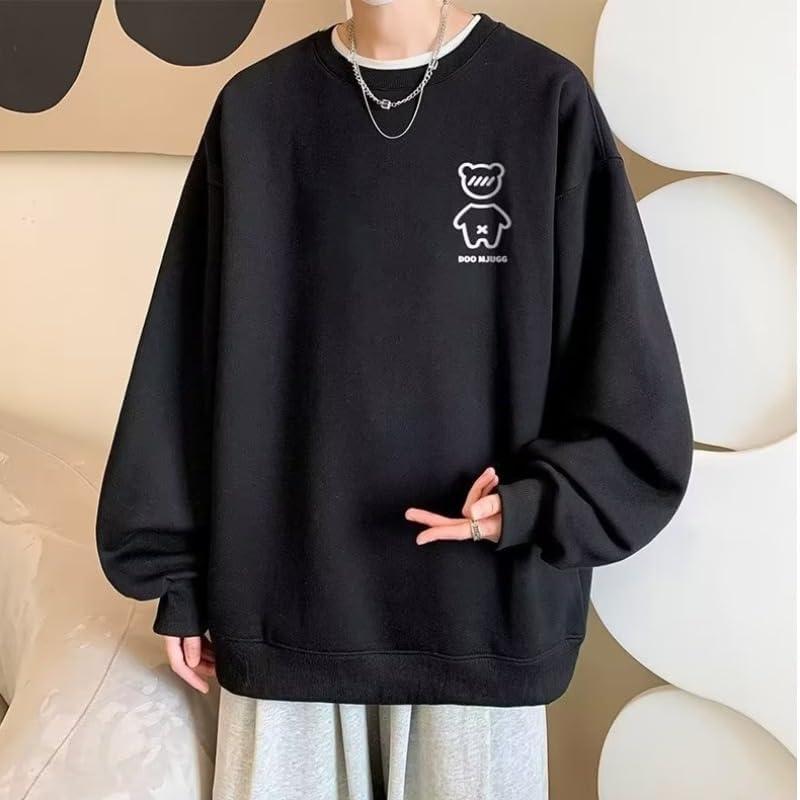 [FEISEDY] Hoodie Sweatshirt Men's Stylish T-Shirt Pullover Casual Loose Large Size Hoodie Round Neck Long Sleeve Soft Light Comfortable Popular