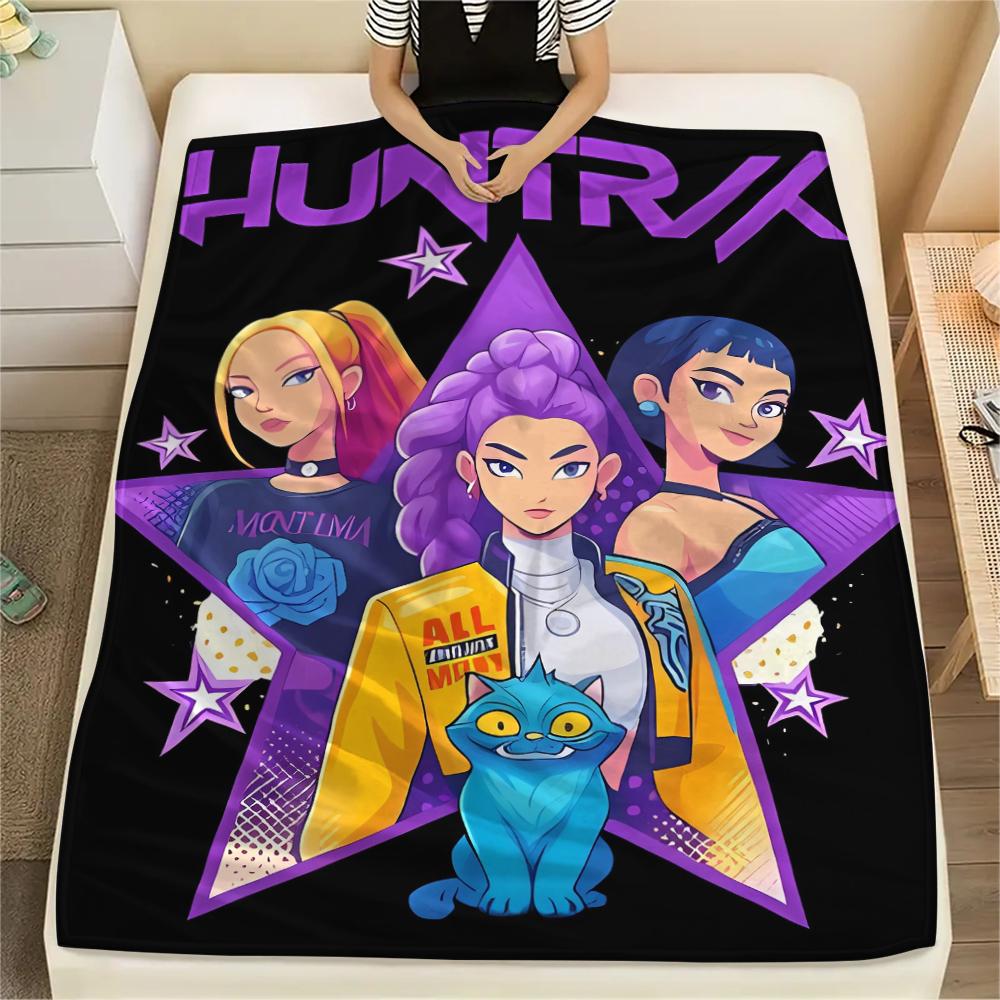 1pz Coperta in Flanella con Stampa Kpop Demon Hunters, Alta Qualità, Per Tutte le Stagioni, Decorazione per la Casa, Calore e Comfort, Perfetta per Regali di Natale