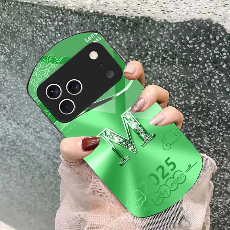 Gradient yellow letter M For iPhone 17 16 15 14 Pro 13 Plus 12 mini 11 Pro Max XR X S 7 8 Elliptical Tempered Glass Phone Case