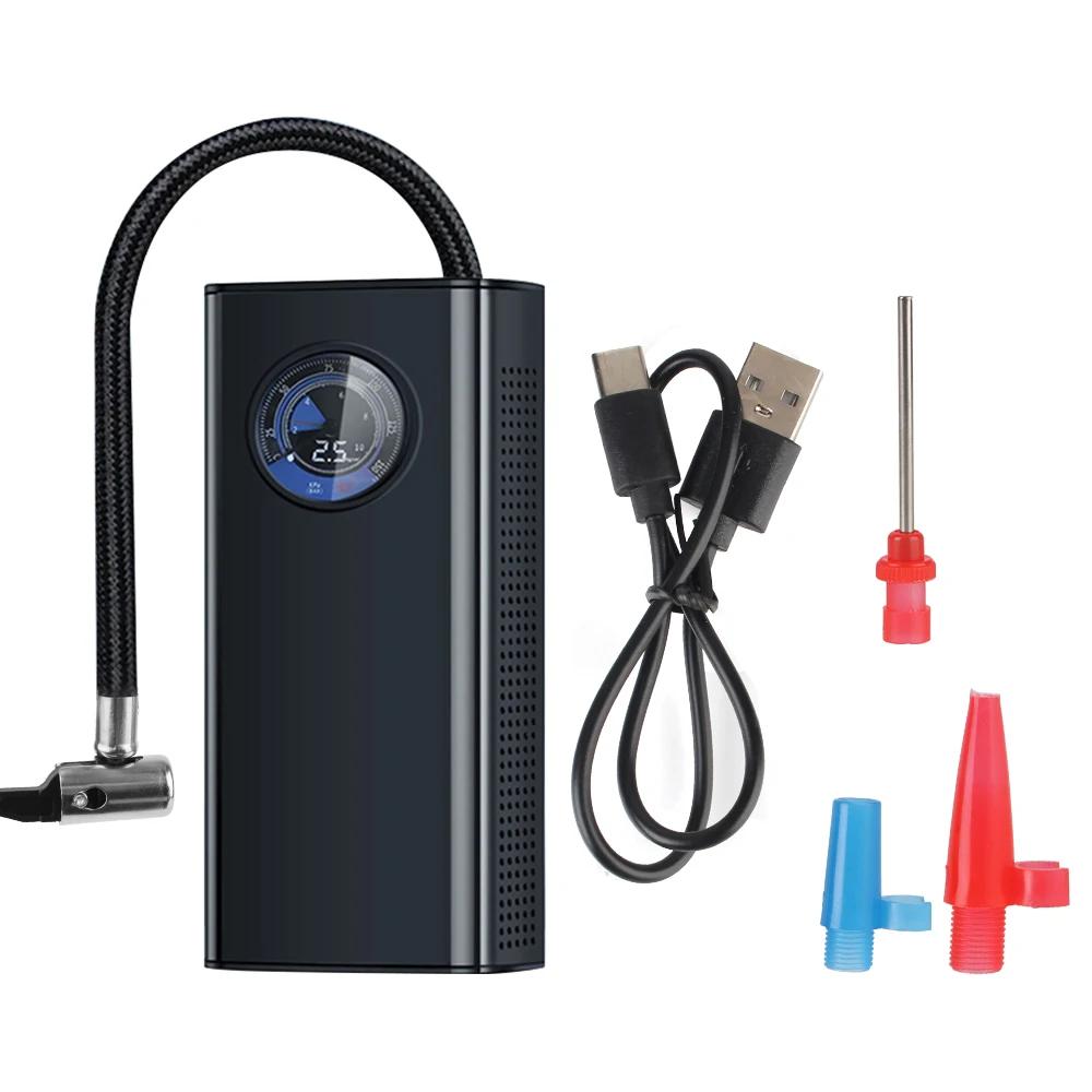 3000mAh Motorcycle USB Rechargeable Portable Tire Inflator - Fast Electric Air Pump With Pressure Gauge For Car Bike Compact