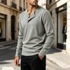 Men's Ribbed Shirt Long Sleeve Pullover Top for Fall Casual Everyday Wear