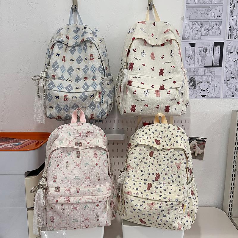 Japanese Style Women's Cute Cartoon Double Shoulder Travel Backpack - Large Capacity School Bag for Students
