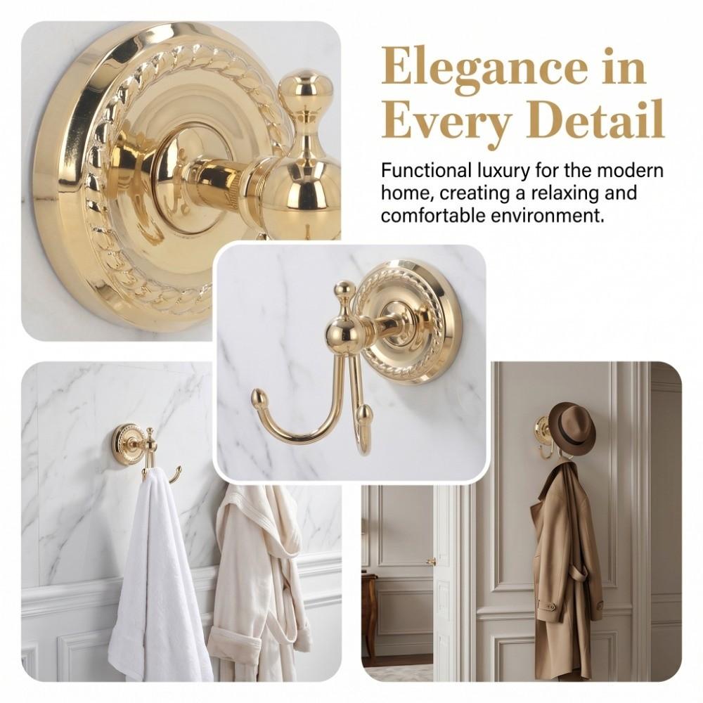 Durable Robe Hook Golden Towel Hook Retro Style Coat Hook Bathroom Bedroom Entryway
