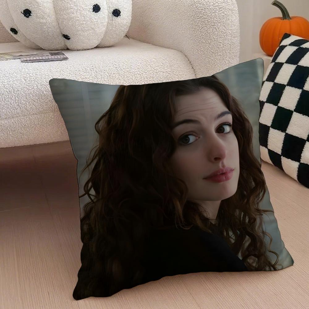 AAnne HHathaway Cushion Cover Throw Pillow Cover Hidden Button Durable Polyester Chair Cushion