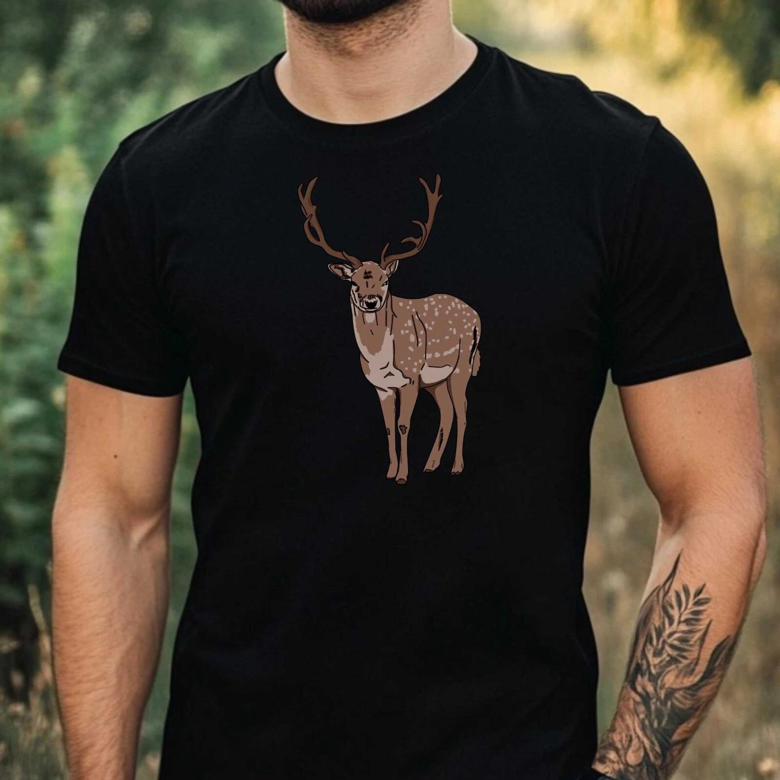 T-Shirt Herren Hirsch Motiv Baumwolle Größe XS bis 5XL XXXL