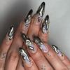 24/30PCS/BOX Cat Eyes False Nail 3D Bow Ripple Love Pearl Full Cover Fake Nail with Jelly Stickers Simple French Lines Nail Tips