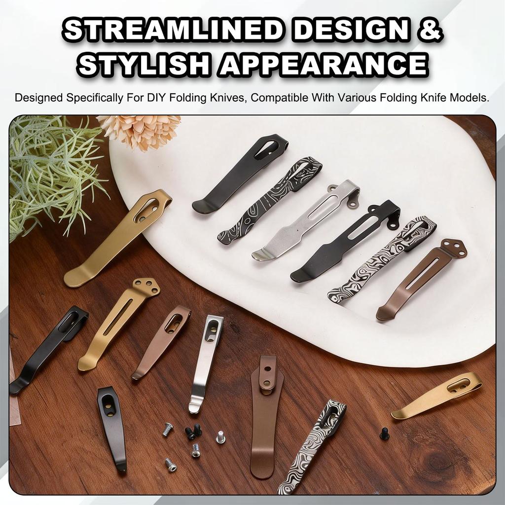 2Set Deep Carry Pocket Clip 2.6"(66mm) Length Universal Folding Knife Pocket Back Clip with Screws Man Knife Replacement Parts