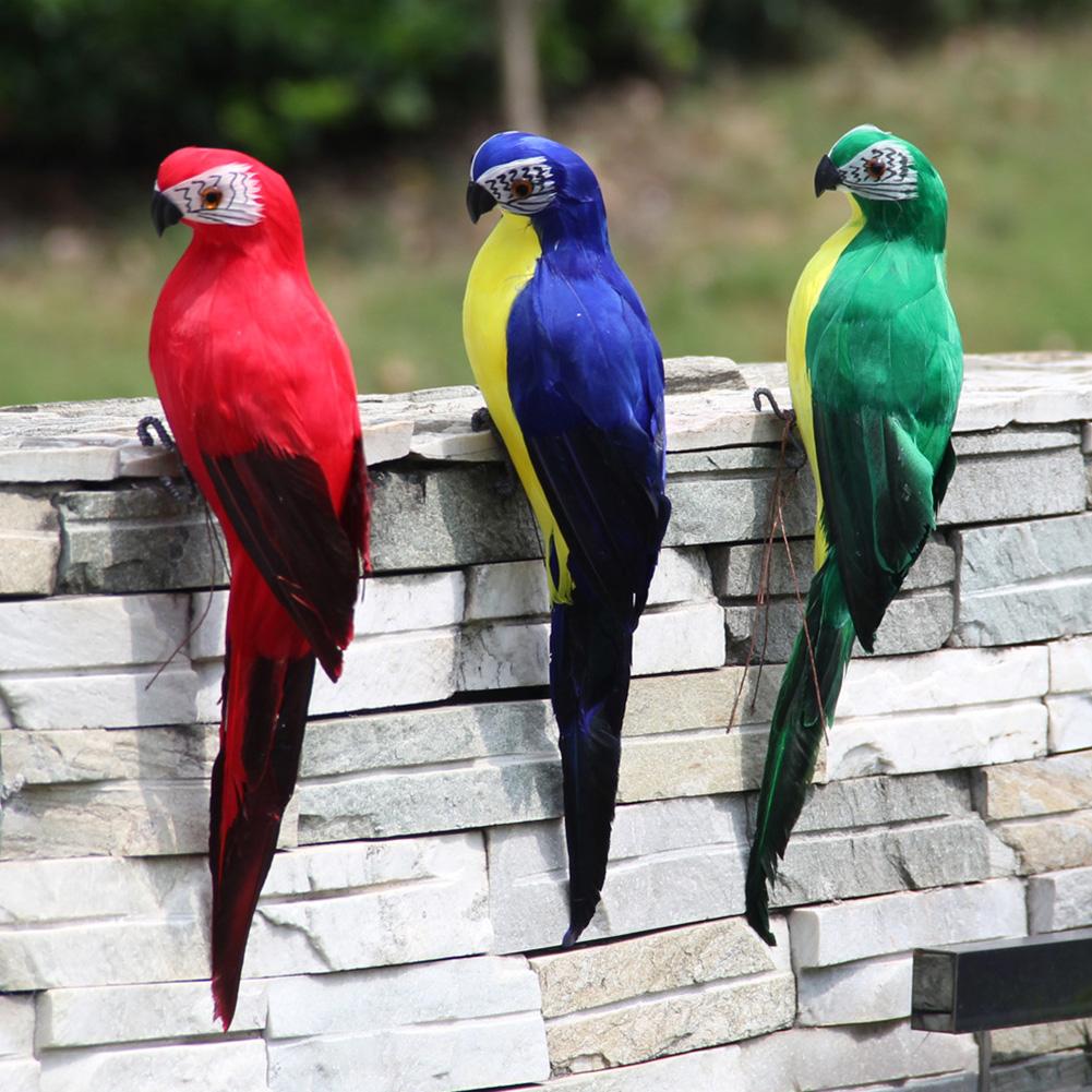 25/35cm Handmade Simulation Parrot Feather Ornament Garden Bird Prop Decoration