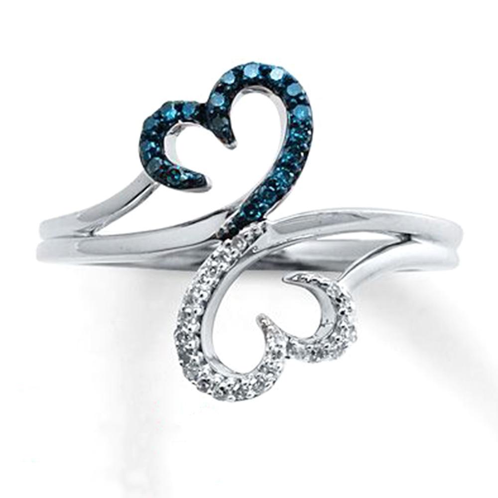 

Simple Hollow Heart Ring, Cross Line Zircon Copper Ring Ring. 10