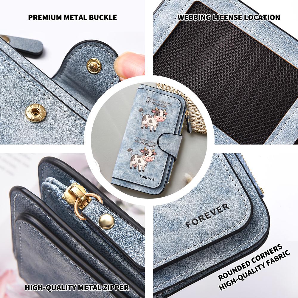 Cute Cow Pattern Long Wallet Forever Multi Card Slot Purse Casual Zipper Clutch
