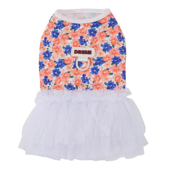 

Floral Dog Dress Small Dogs Dress with White Tulle Skirt Summer Tutu Dress for Puppies Bichon Frise Schnauzer Small Breeds M оранжевый