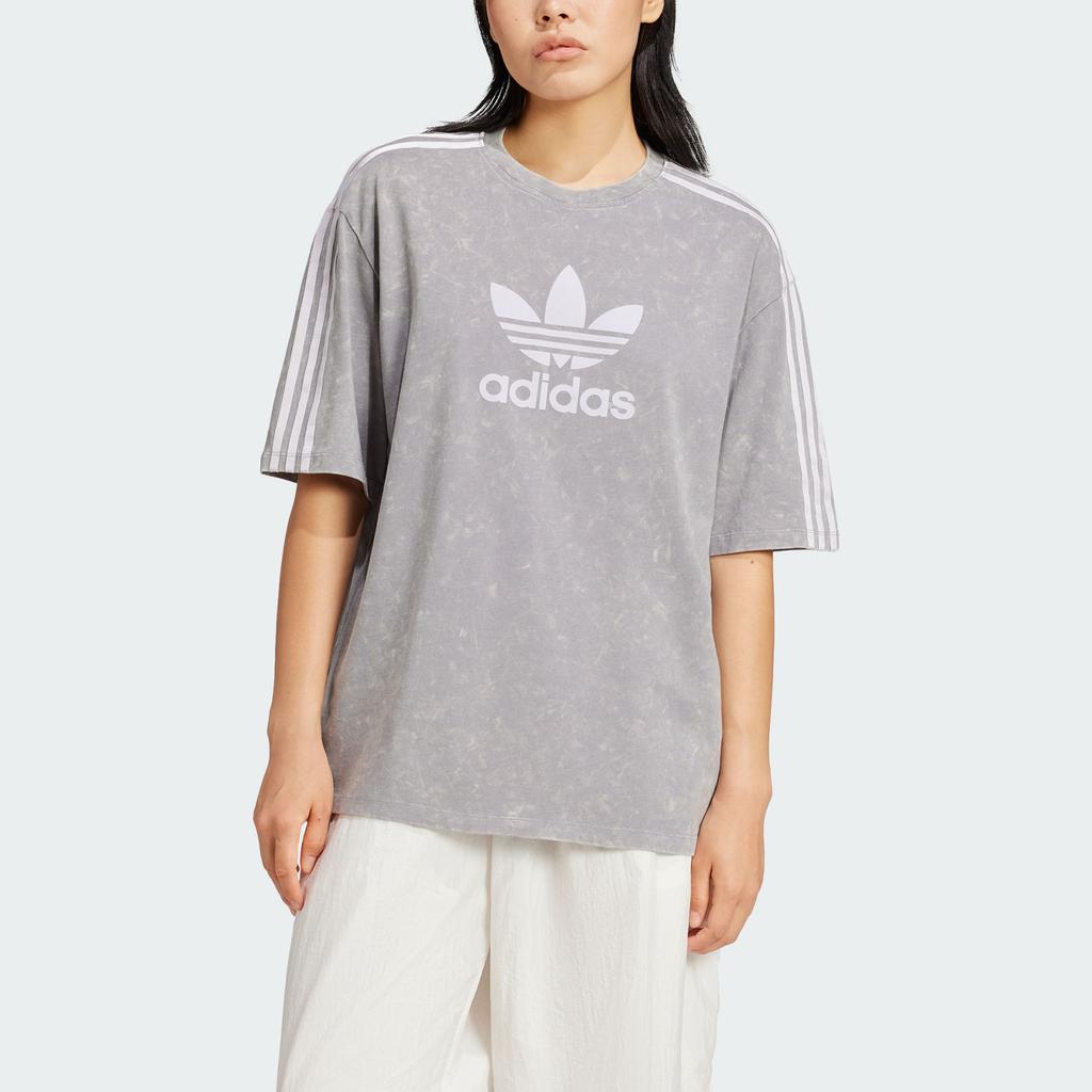 Adidas Washed-Out Boyfriend-Fit T-Shirt Grey Three Women Streetwear IW3412