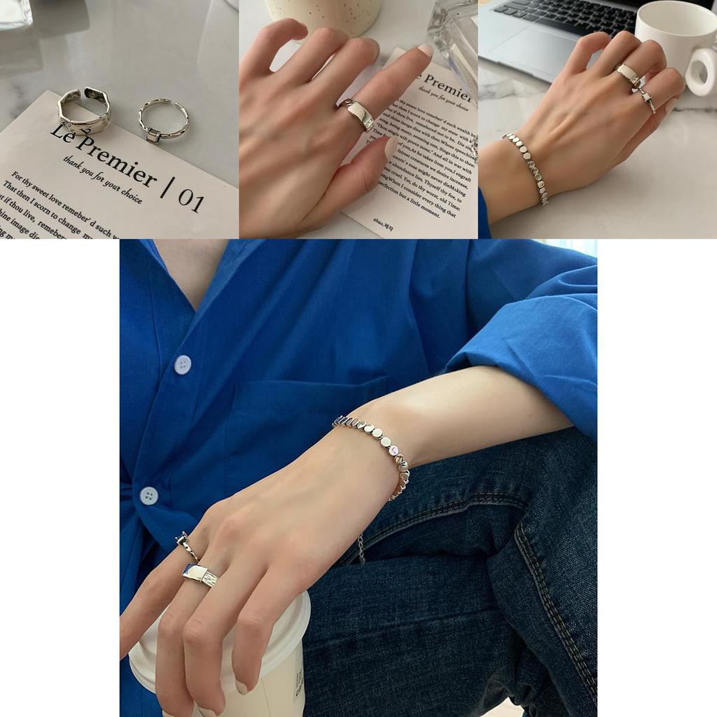 Stylish 925 Silver Ring For Women Minimalist Smooth Surface Square Geometric Shape