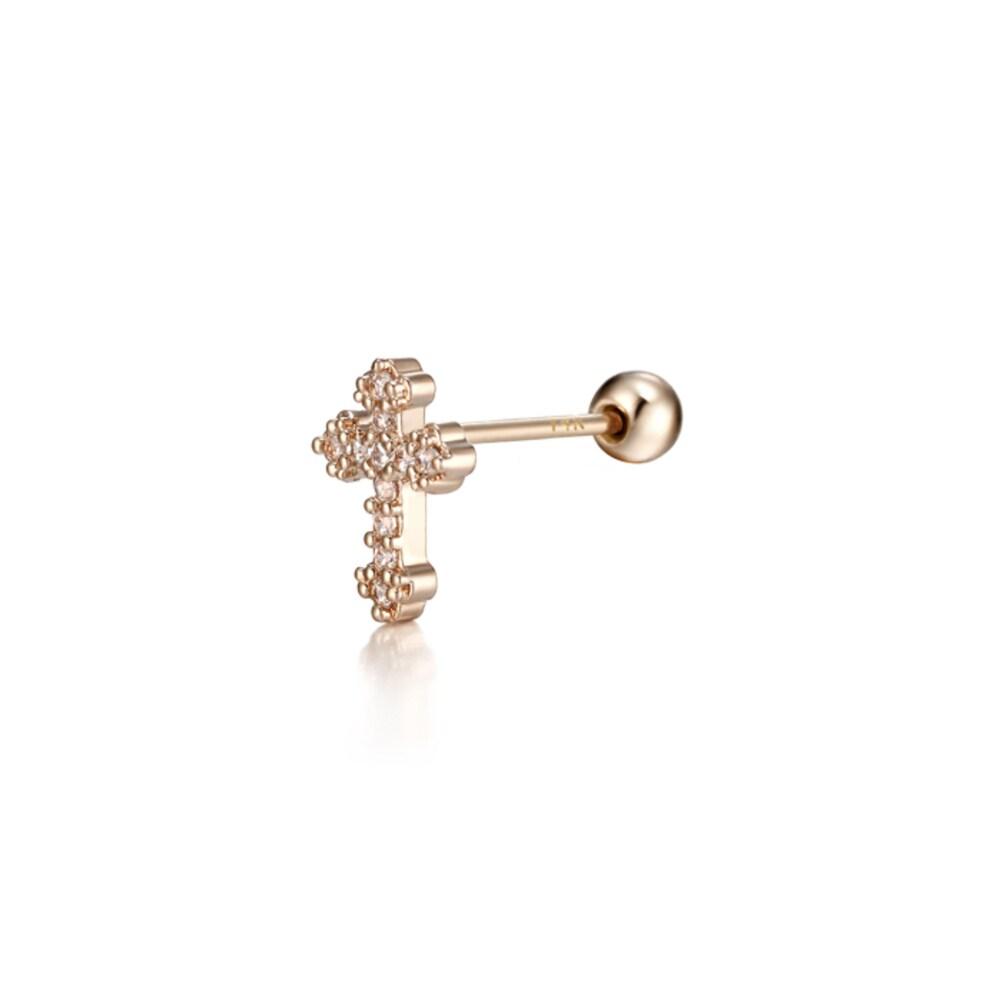 14K Gold Cross Piercing C24Pgp023