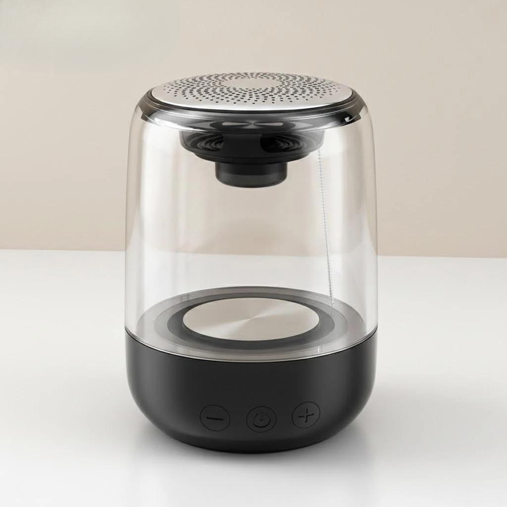 Wireless Bluetooth 5.0 Speakers Transparent Design Breathing LED Light TWS Bluetooth Speaker TF Card AUX Audio Input