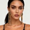 Exquisite Light Luxury Fashion Heavy Industry Alloy Full Diamond Tassel Claw Chain Flower Shiny Long Women's Earrings