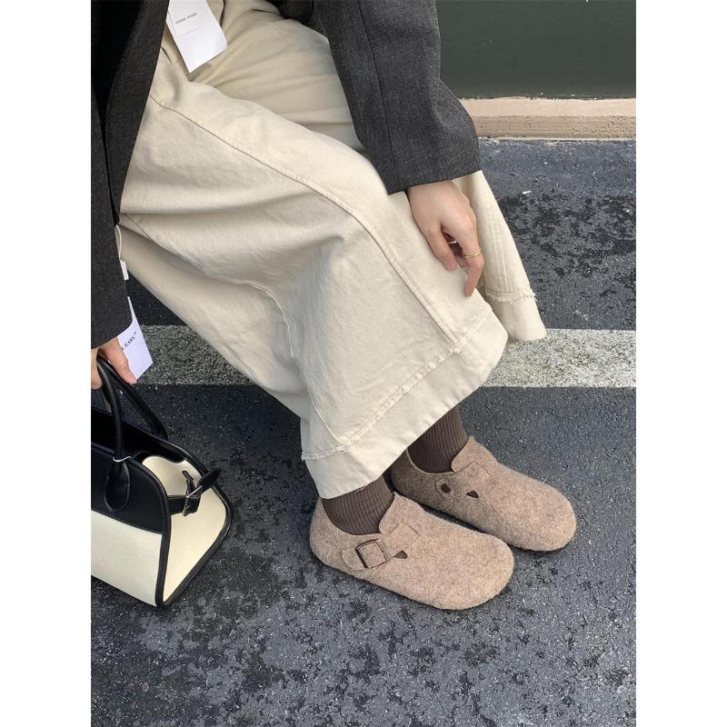 Autumn and Winter New Retro Lazy People Pedal Thick Soles To Increase Height, Ugly and Cute Single Shoes Women's Shoes