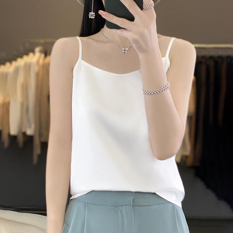 

Silk Satin One-Shoulder Strappy Cropped Top for Women - Slim Fit, Summer 2026. XXL